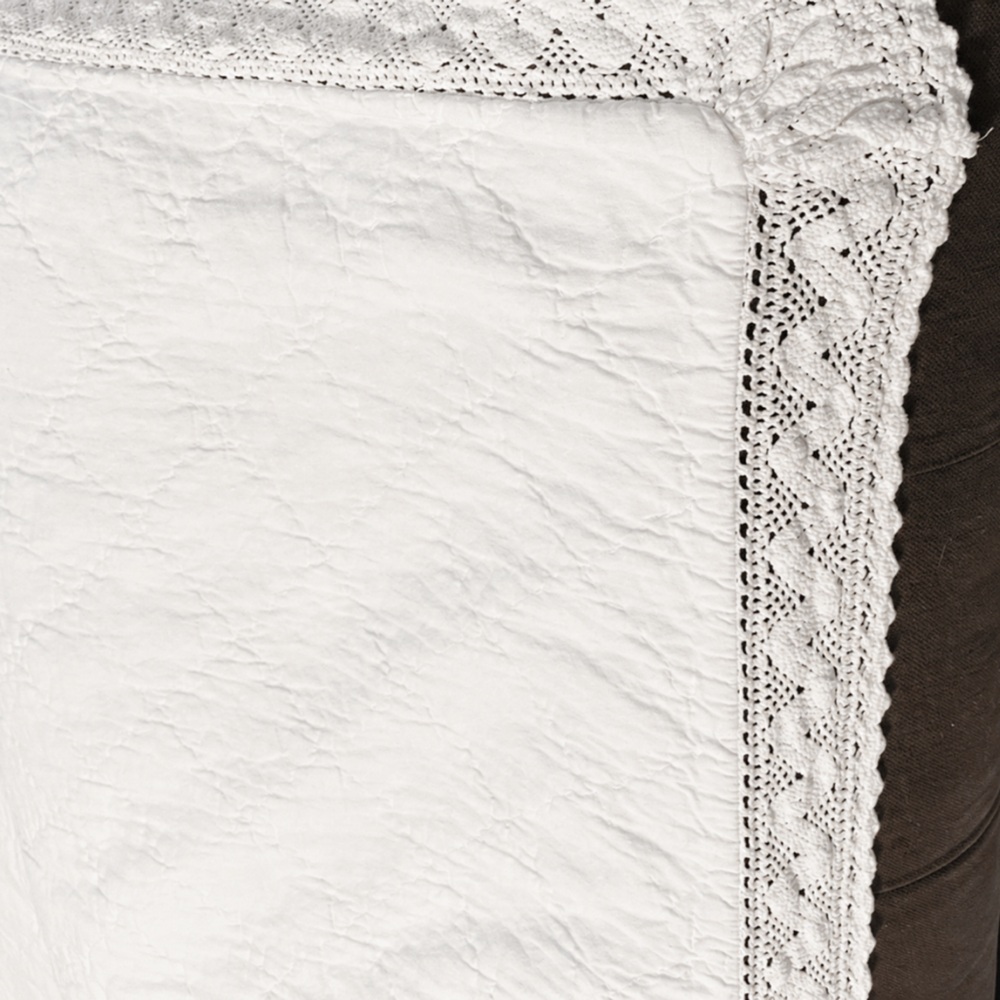 Simply Shabby Chic 3pc Quilt Shams Set Linen Blend Crochet Trim White Full Queen - Picture 12 of 16